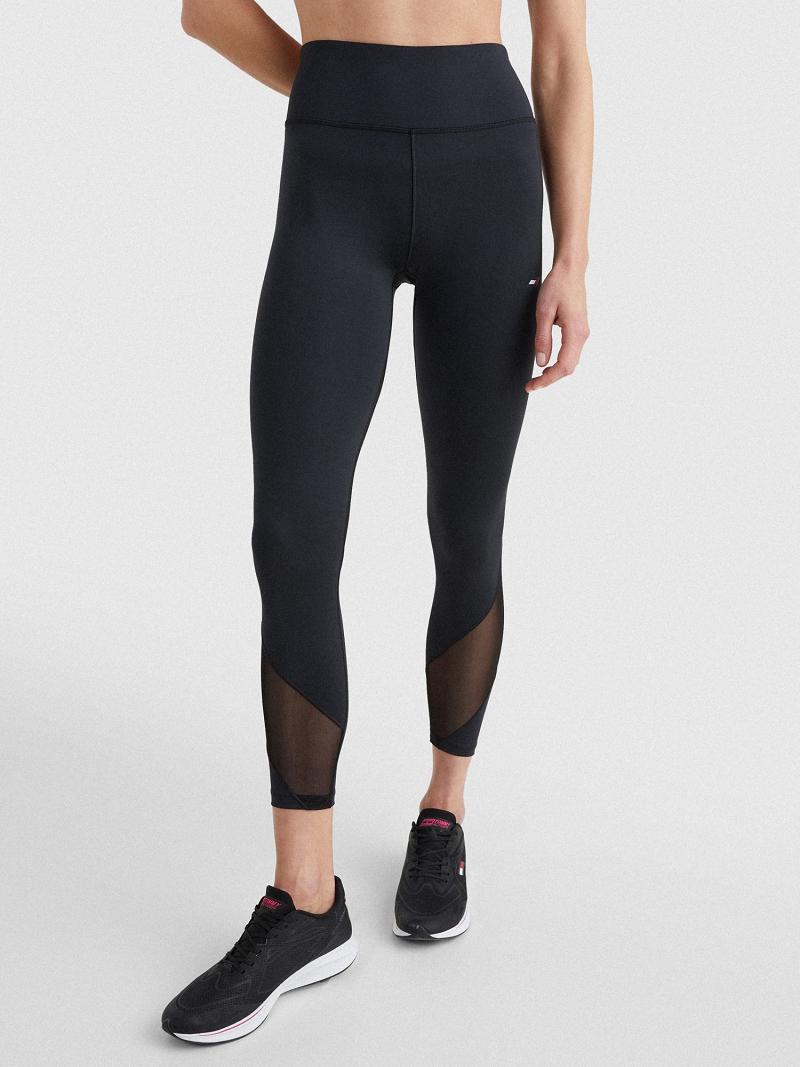 Női Tommy Hilfiger High-Derekú Mesh Mix Legging Fekete | HU 225CTV